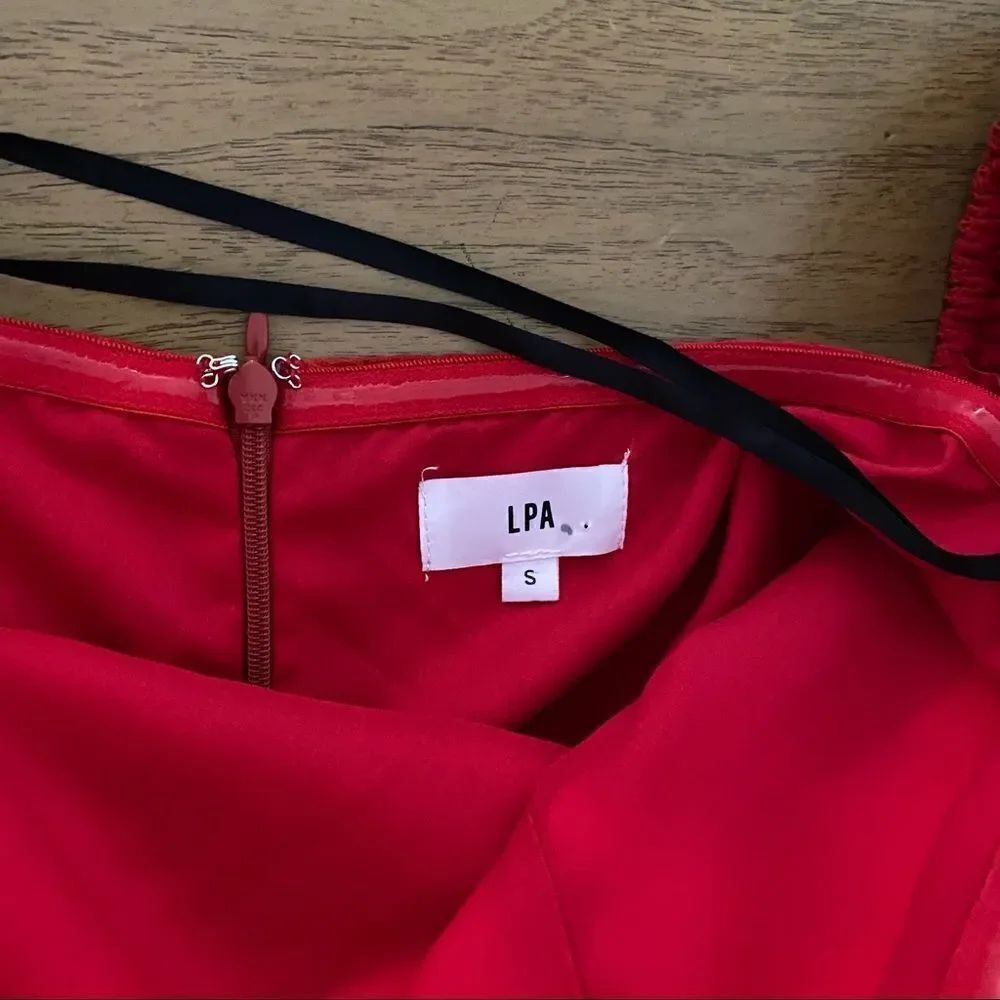 LPA Dress 146 In Red Off The Shoulder Size S - Picture 8 of 15